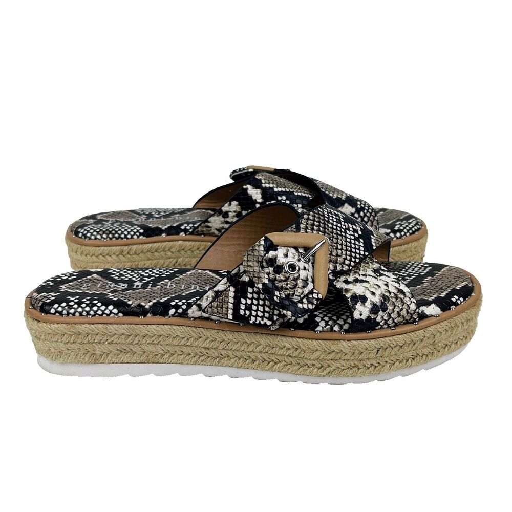 Gianni Bini Snakeskin Crossover Espadrille Sandals Leather Studded Shoes sz 10